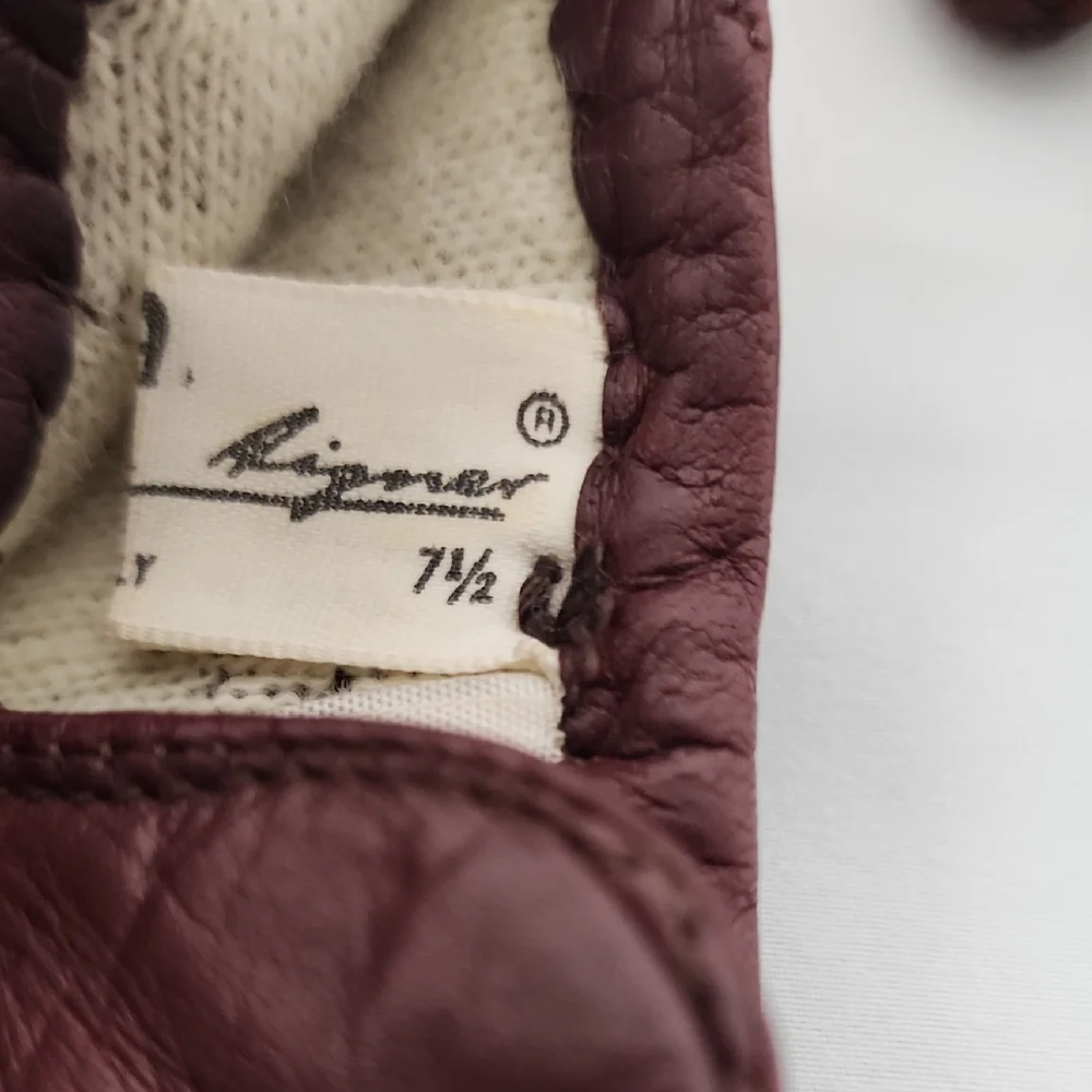 Etienne Aigner Burgundy Leather Gloves Size 7 1/2